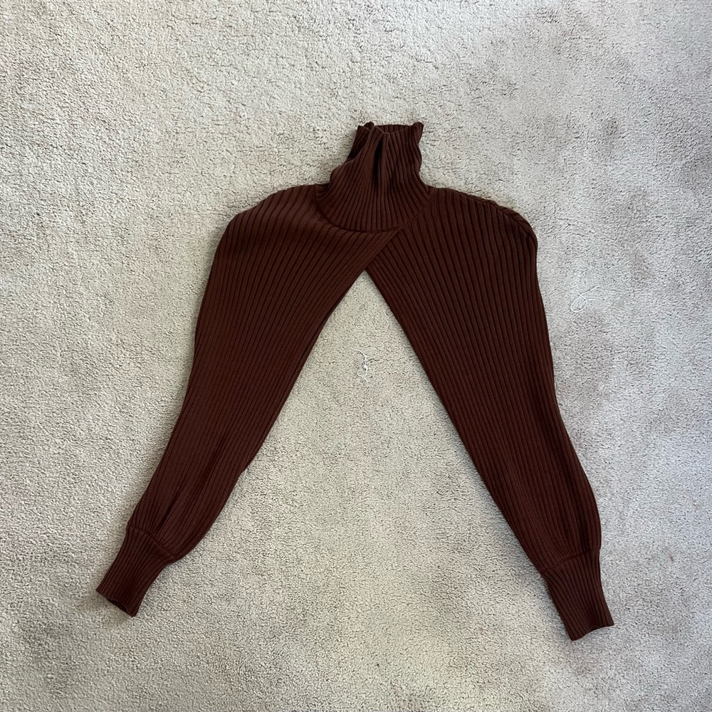 Brown Turtleneck Cropped Sweater